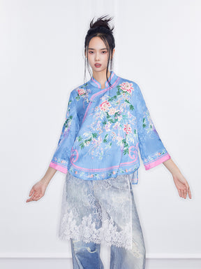 MUKZIN  SpringPrelude"Huaxin" Chinese Style Satin Small Tangzhuang Shirt