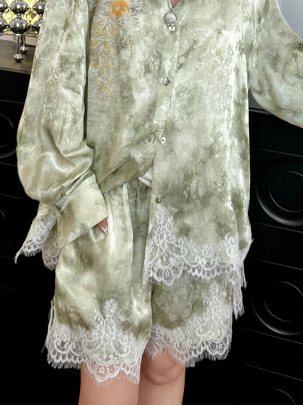 MUKZIN“Capsule Collection”Jacquard lace loose shorts