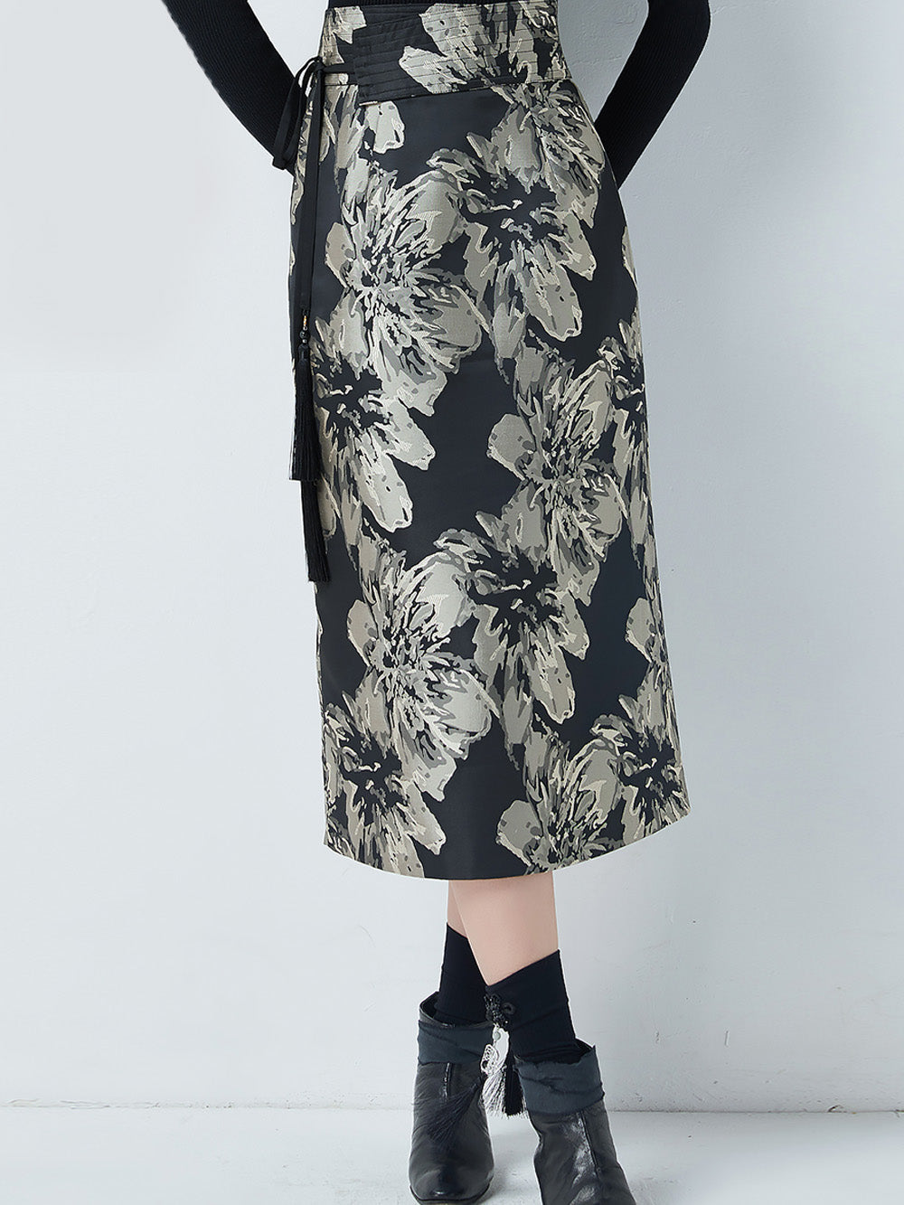 MUKTANK×CUUDICLAB Jacquard Midi Bodycon Skirt