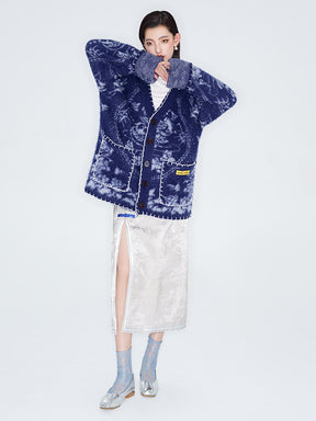 MUKZIN Linglong "Mandarin Duck" New Chinese-style Wool Oversized Cardigan