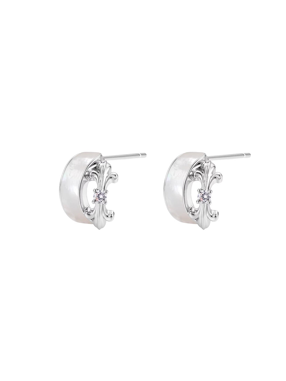 MUKTANK×SUN HUNTER Mother-of-Pearl Iris Half-Hoop Earrings