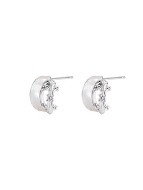 MUKTANK×SUN HUNTER Mother-of-Pearl Iris Half-Hoop Earrings