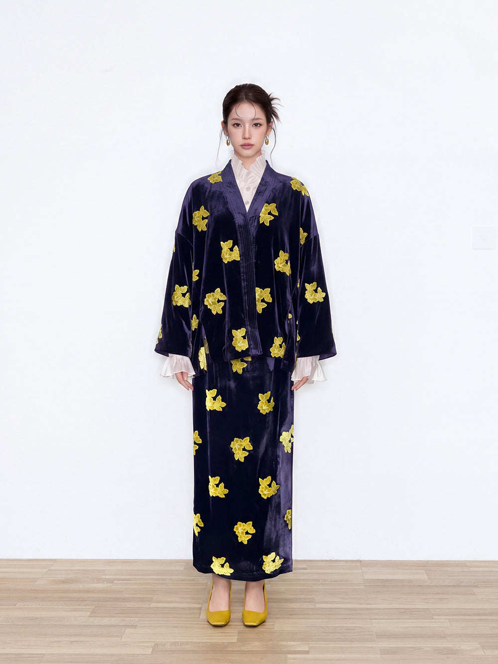 MUKZIN×Flourishing New Chinese-Style Vintage Silk Velvet Skirt Set