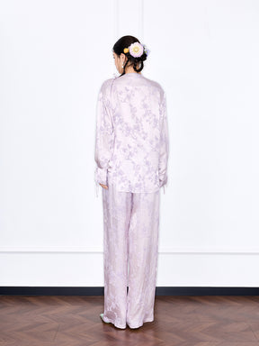 MUKZIN Designer New Chinese Style Jacquard Lace Long Sleeve Mulberry Silk Suit Shirt