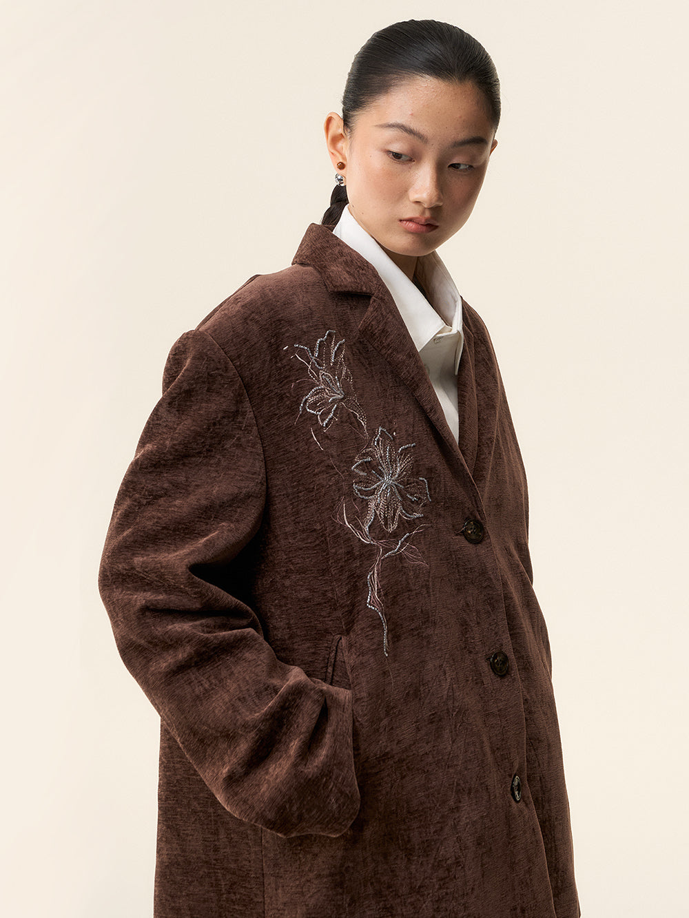 MUKTANK×LOUMUTAKU Embroidered Jacquard Velvet Blazer