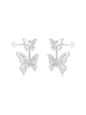 MUKTANK×SUN HUNTER “Emergence”Lace Butterfly Earrings with Upper and Lower Parts