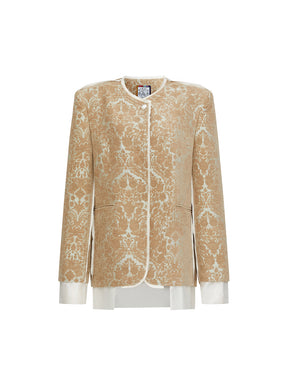 MUKZIN“Realm of Ethereal Mist”Women's Vintage Jacquard Baroque Contrast Blazer