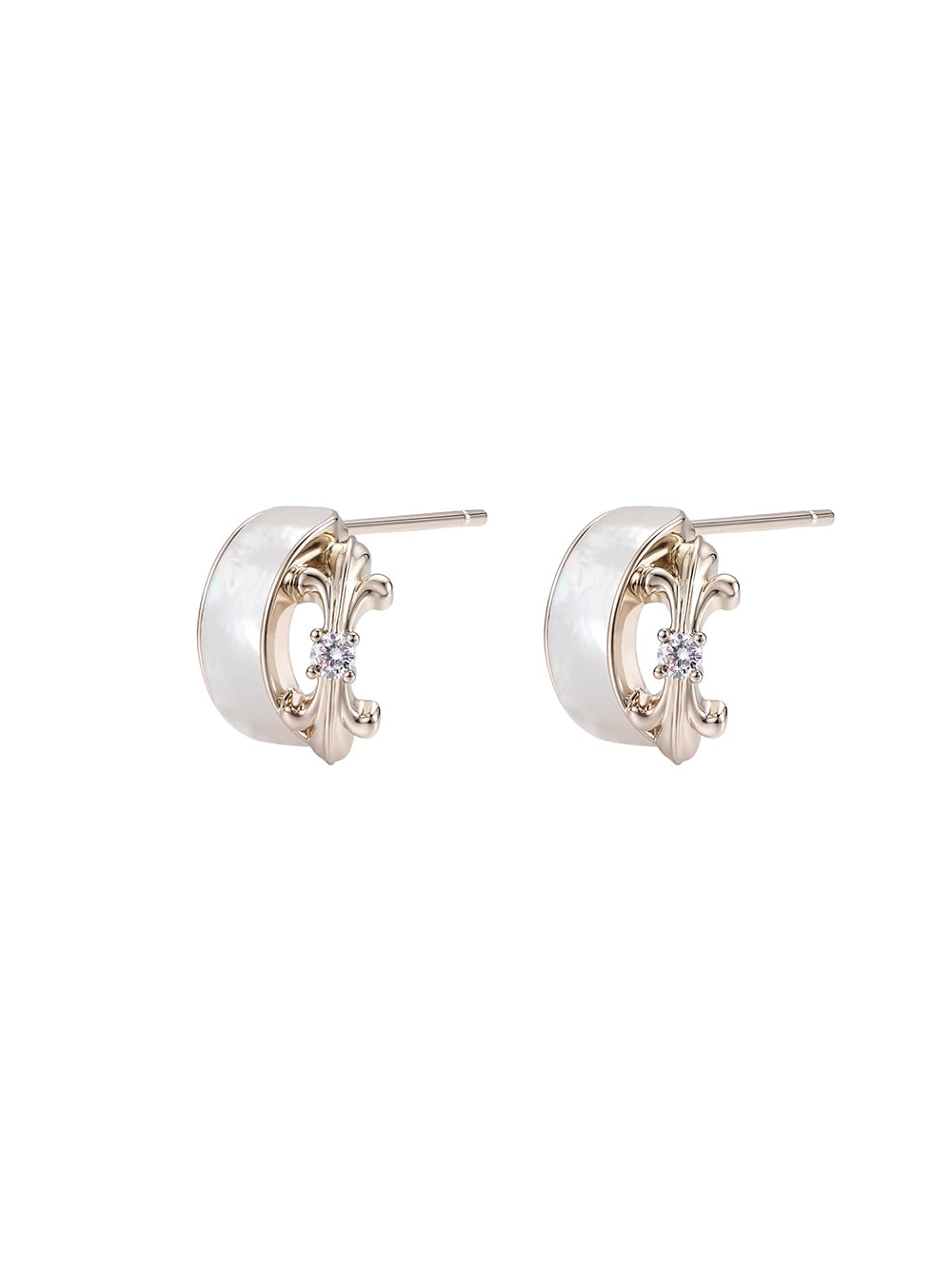 MUKTANK×SUN HUNTER Mother-of-Pearl Iris Half-Hoop Earrings