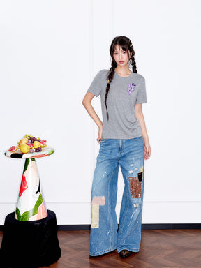 MUKZIN“Capsule Collection”Cotton Casual Versatile Short-Sleeve T-Shirt with 3D Fruit Pattern