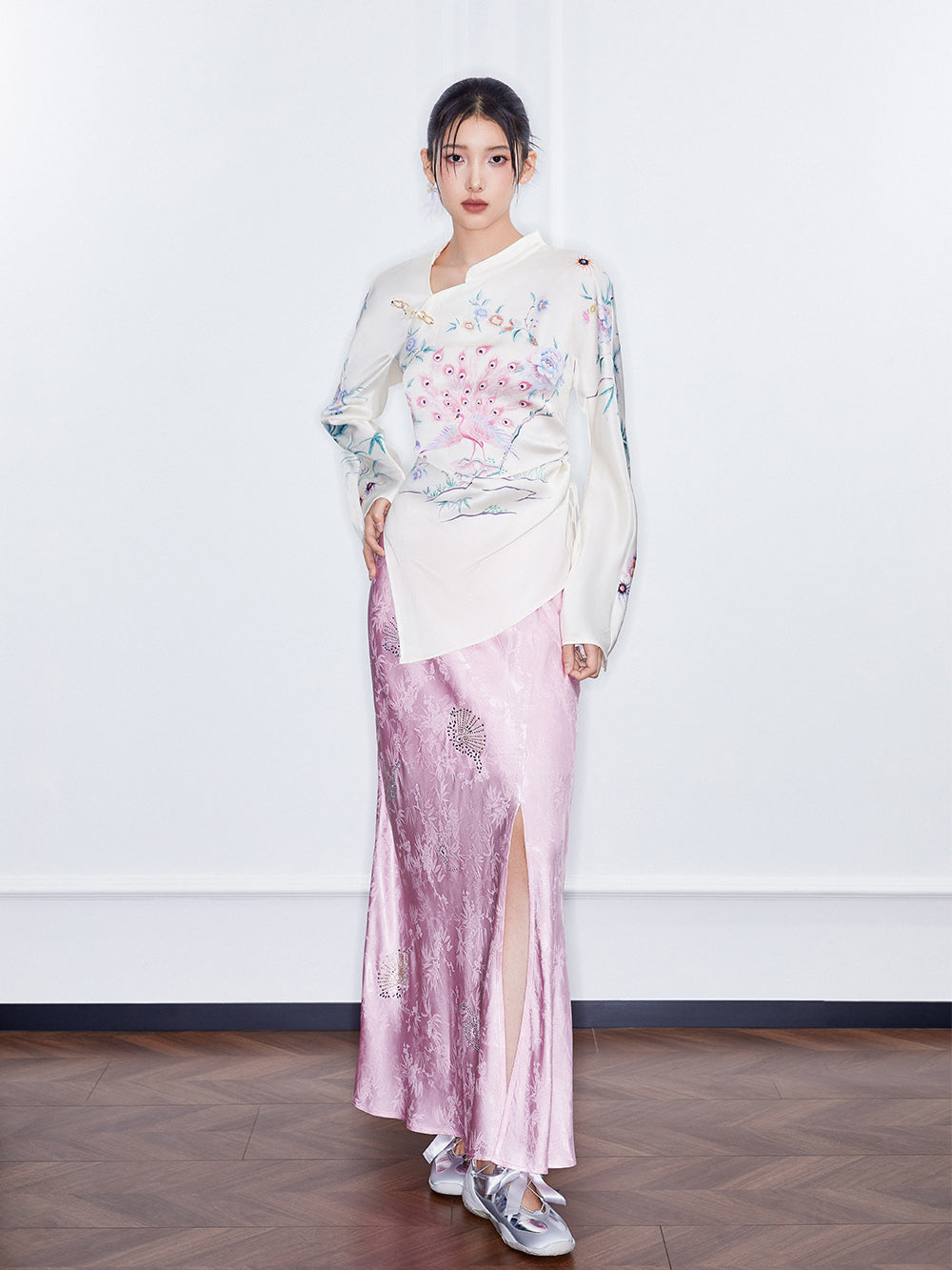 MUKZIN  Spring Prelude"Immortal Maiden" Irregular Cheongsam Collar Small Top Shirt