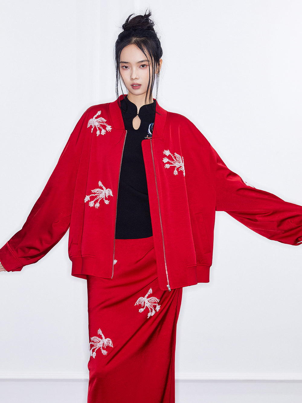 MUKZIN  Spring Prelude "Zebra Finch" Chinese-style Baseball Jacket with a Sense of Design