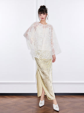 Mukzin "Ode To The New Summer"White Lace Embroidered Loose Top