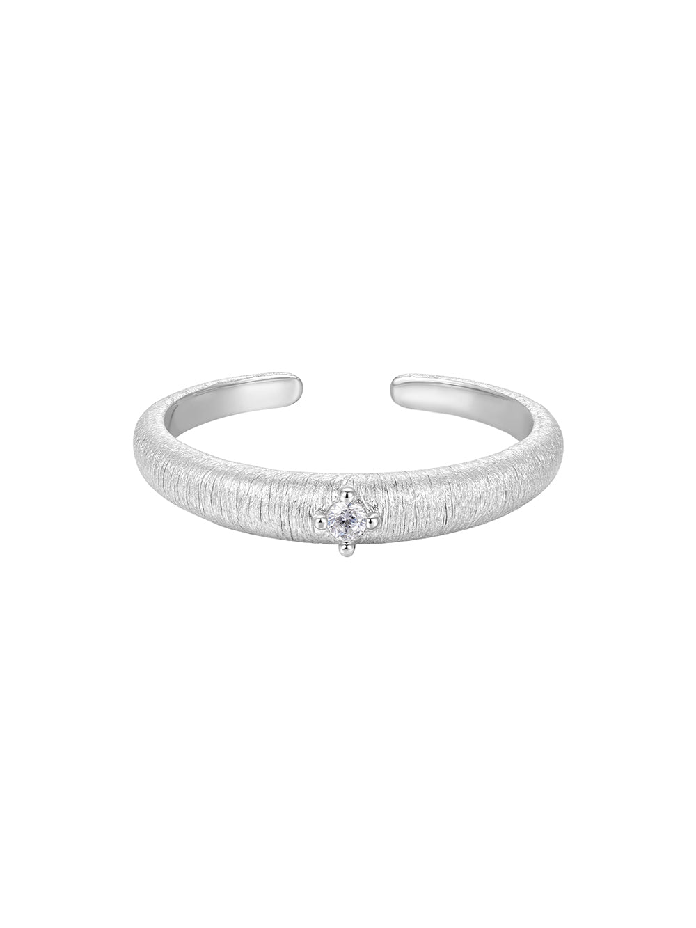 MUKTANK×SUN HUNTER Brushed Solitaire Diamond Ring - S925 Silver