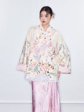 MUKZIN  Spring Prelude"Startling Swan Goose" Satin Printed Neo Chinese Style Cloak