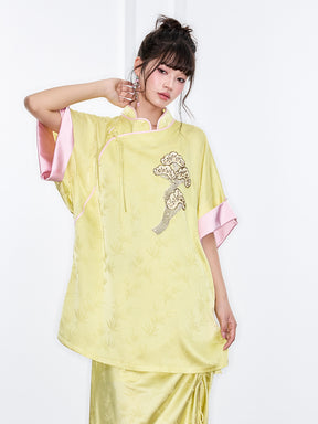 MUKZIN "Ode to the New Summer"Neo - Chinese Style Bamboo - Print Qipao