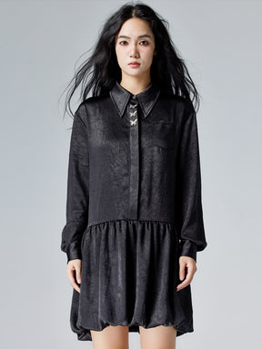 MUKTANK × CUUDICLAB Satin Shirt Dress