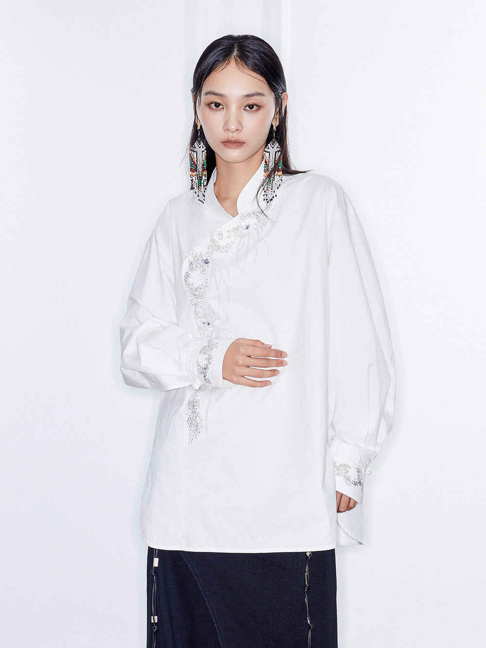 MUKZIN  Linglong  "Fengqi" Chinese-style Slant Opening Shirt