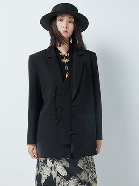 MUKTANK×CUUDICLAB Faux Two-Piece Irregular Blazer