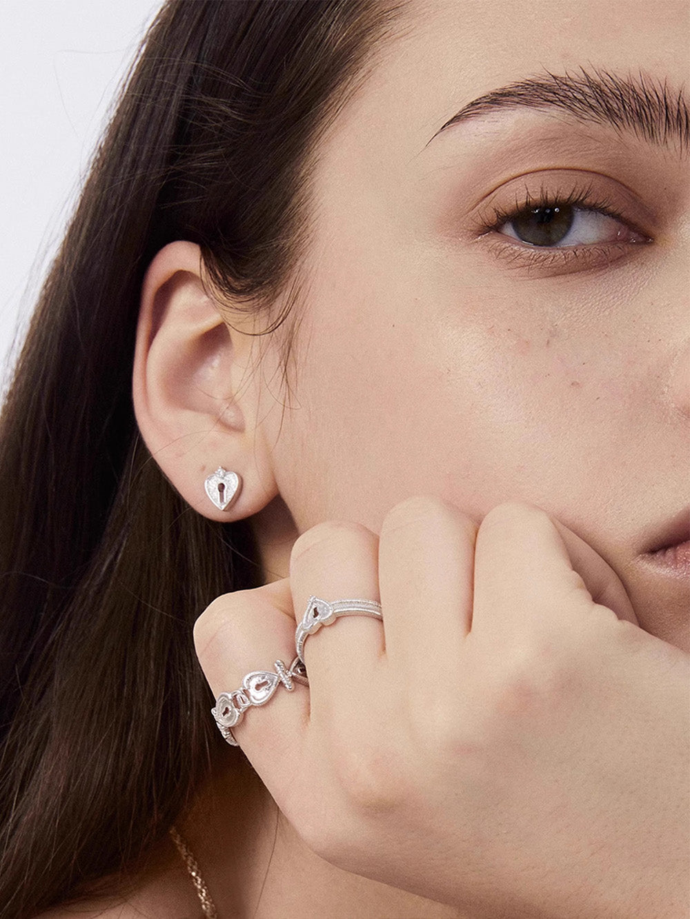 MUKTANK×SUN HUNTER Lock core stud earrings
