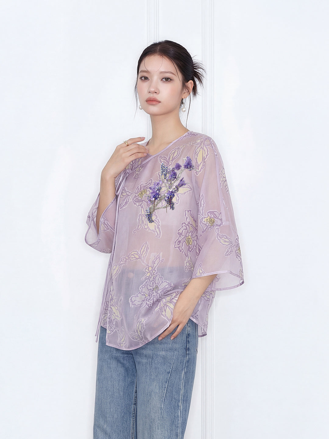 MUKZIN "Capsule Collection" New Chinese Style Embroidered Changyi Mulberry Silk Shirt