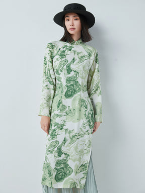 MUKTANK × CUUDICLAB Chinese Style Printed Holiday Maxi Dress