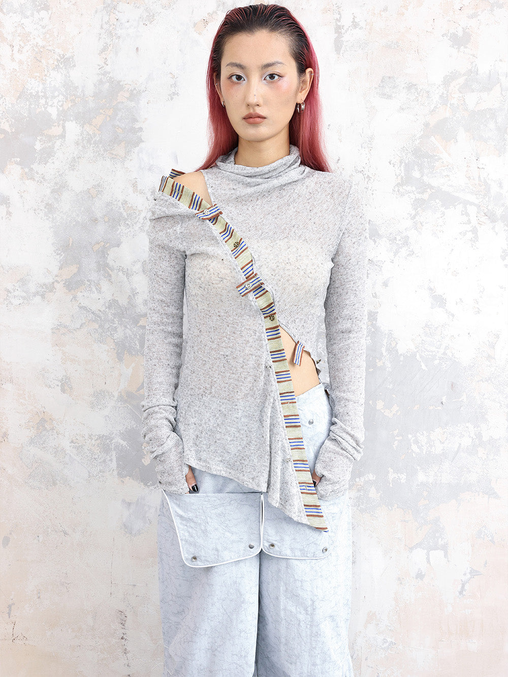 MUKTANK × COOLOTHES Printed See-through Multi-wear Knitted Long-sleeved Bottoming Shirt