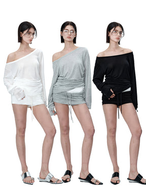 MUKTANK×MODULER Mid-low Waisted Tencel Skirt-pants With a Stacked Feel (Anti-sheer Design)