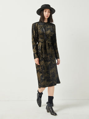 MUKTANK×CUUDICLAB Gold Foil Jacquard Dress