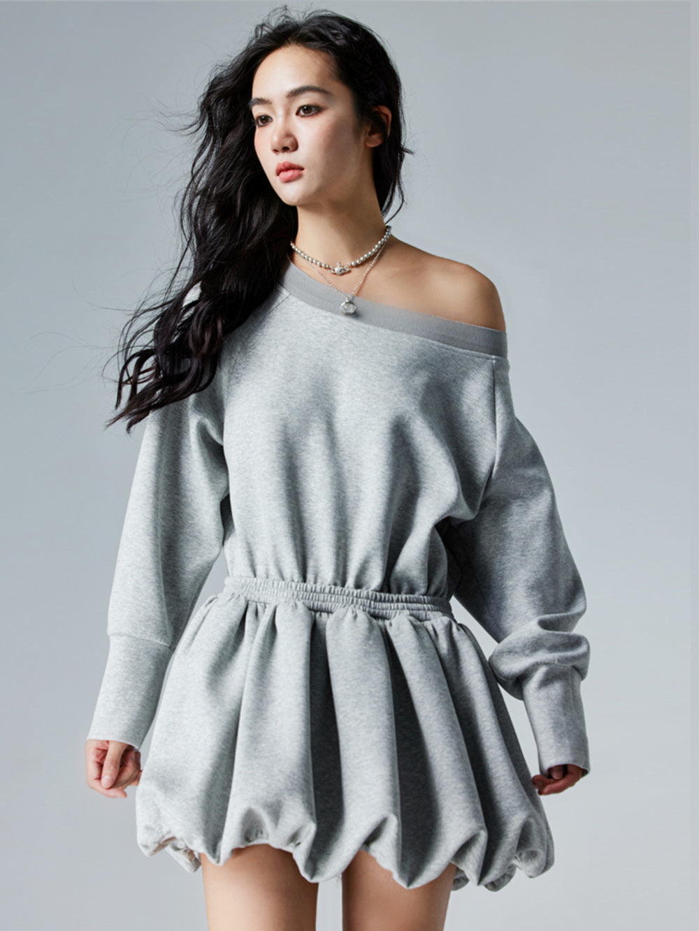 MUKTANK × CUUDICLAB Fake Two-piece Sweatshirt Dress