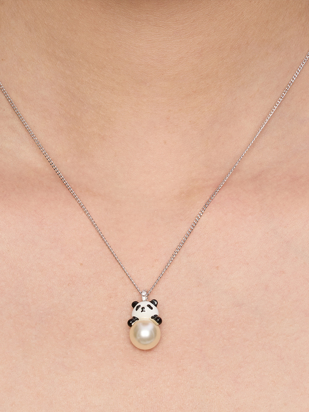 MUKTANK×SUN HUNTER Faux Pearl Panda Simple Necklace