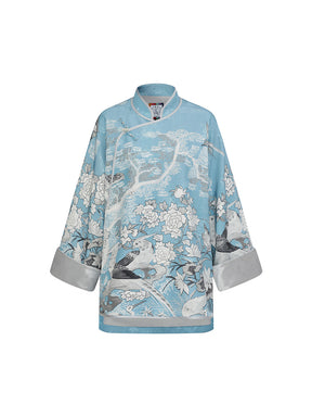 MUKZIN SpringPrelude Blue Cahe Loose Stand-up Collar Retro Chinese-style Cloak