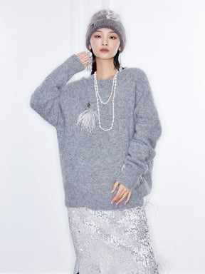 MUKZIN Linglong "Playing Fish" Embroidered Knitted Sweater