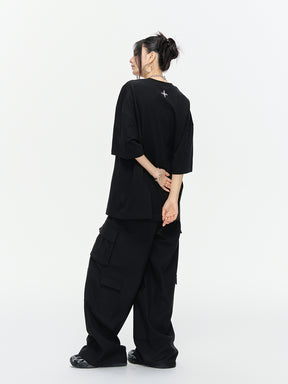 MUKTANK×ARDENCODE Reflective Print Casual 305g Heavyweight Pure Cotton Crewneck Unisex Short-Sleeved Loose T-Shirt