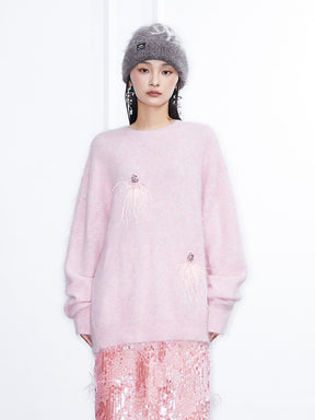 MUKZIN Linglong "Playing Fish" Embroidered Knitted Sweater