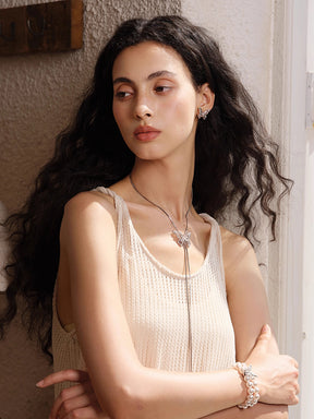 MUKTANK×SUN HUNTER “Emergence”Lace Butterfly Pull - Out Necklace