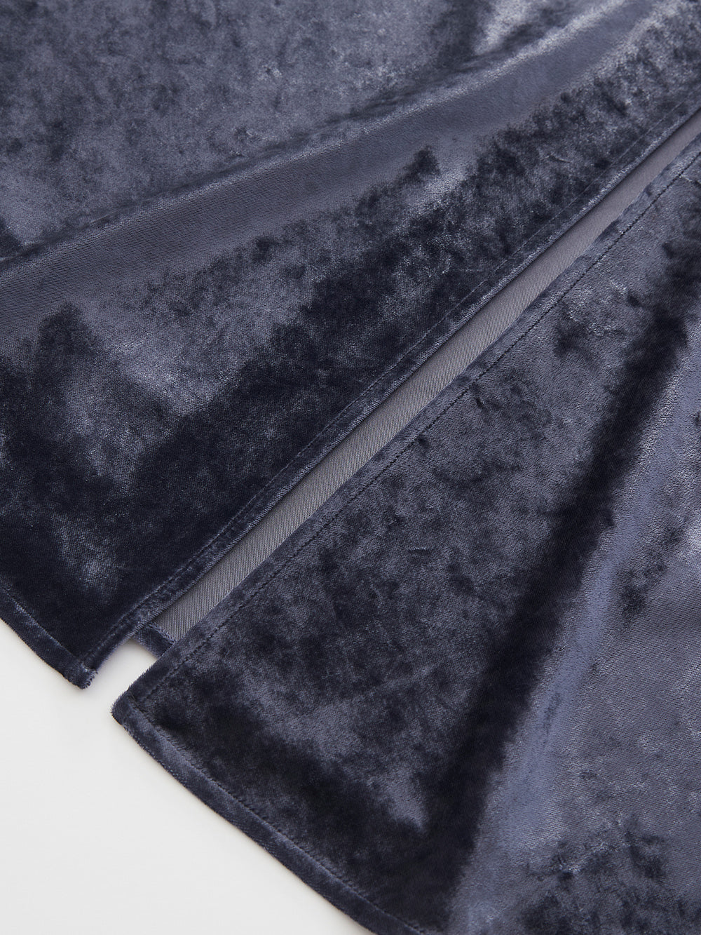 MUKZIN“Capsule Collection”Luxury Navy Velvet Side-Slit Midi Skirt