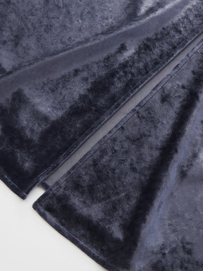 MUKZIN“Capsule Collection”Luxury Navy Velvet Side-Slit Midi Skirt