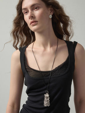 MUKTANK×SUN HUNTER Pearl Cluster Faux Pearl Adjustable Slider Necklace