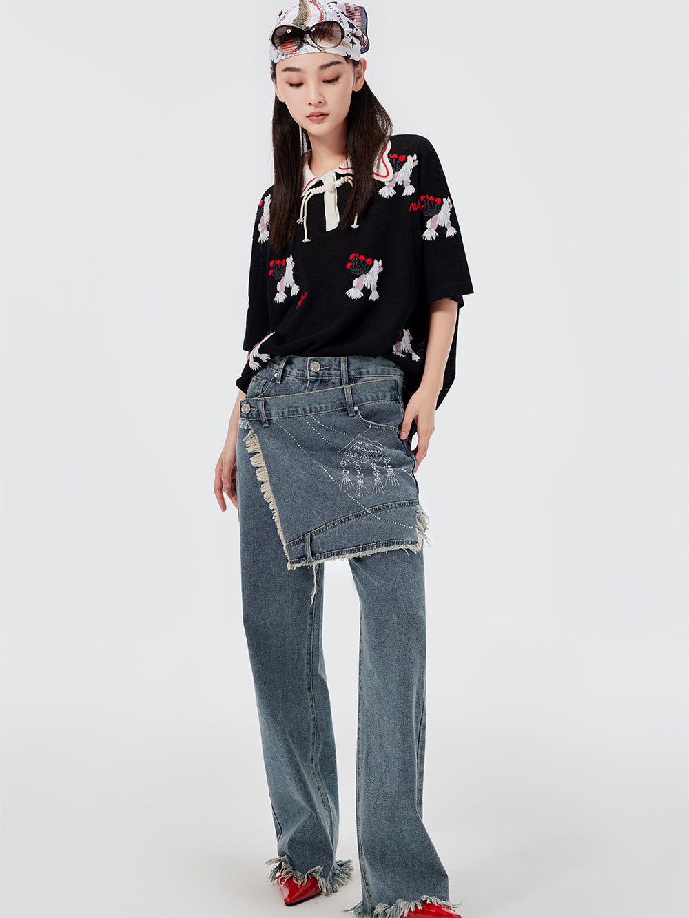 MUKZIN Fashion Frayed Front Jeans