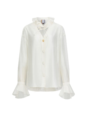 MUKZIN“Realm of Ethereal Mist”Tencel Soft - Light Pearl White Shirt