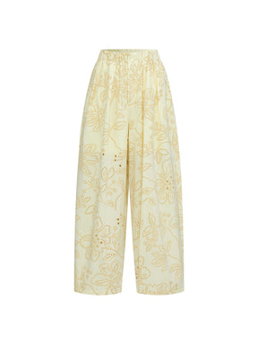 MUKZIN“Realm of Ethereal Mist”Light blue hollow-out wide-leg pants