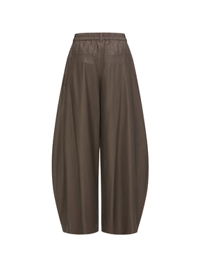 MUKZIN“Realm of Ethereal Mist”Dark Mocha Drawstring Waist Wide-Leg Pants
