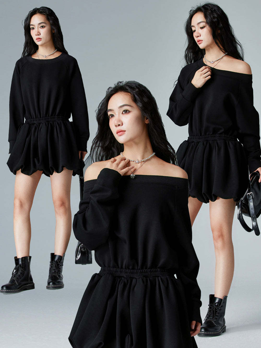 MUKTANK × CUUDICLAB Fake Two-piece Sweatshirt Dress