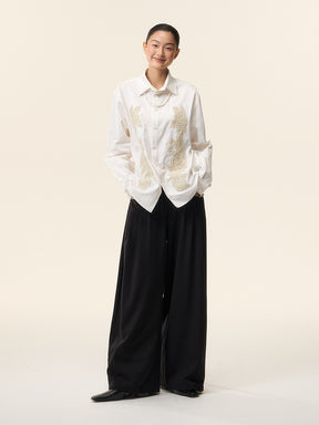 MUKTANK×LOUMUTAKU Beaded Embroidery Camellia Shirt