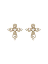 MUKTANK×SUN HUNTER Lace cross stud earrings