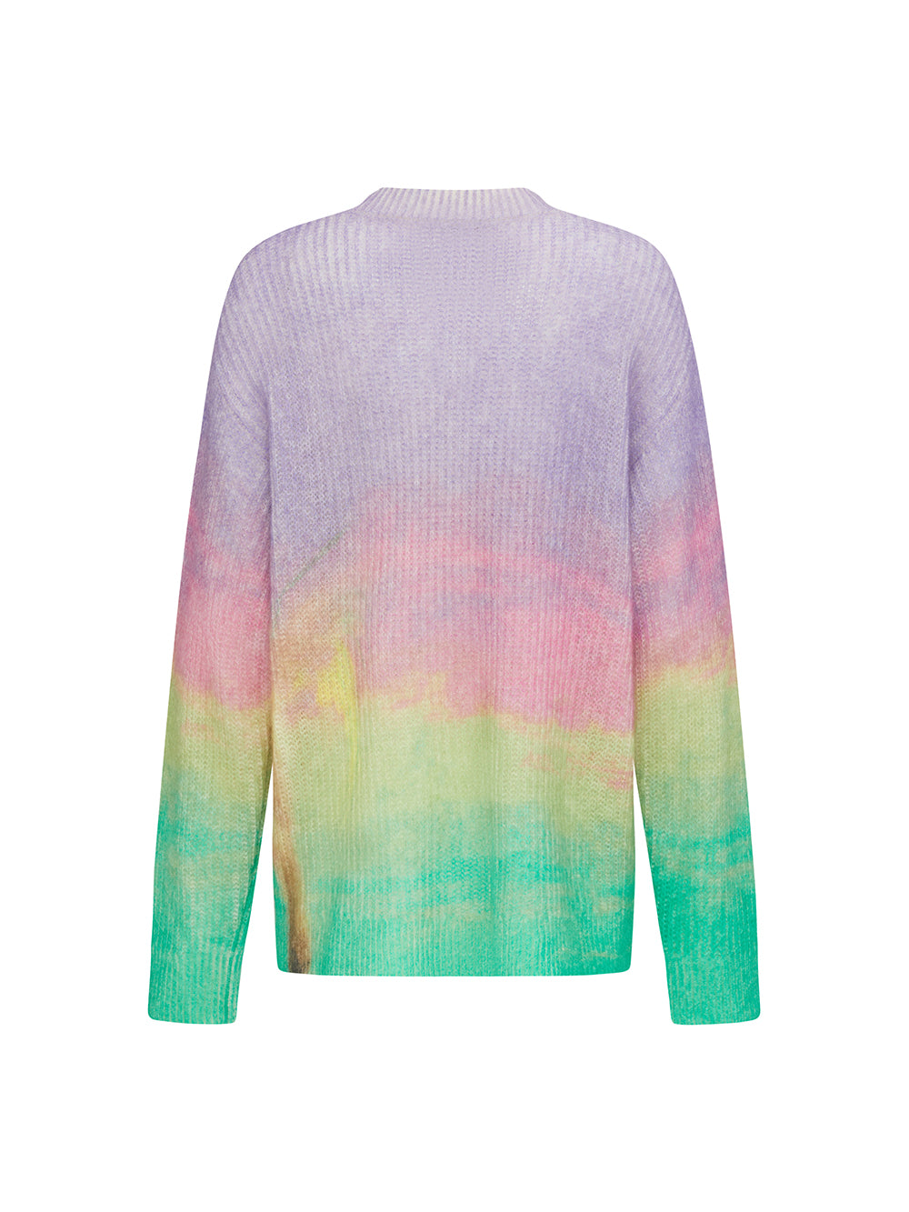 MUKZIN“The Sequence of Deer's Call”Rainbow Gradient Tie-Dye Pony Pattern Oversized Fuzzy Knit Sweater