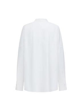 MUKZIN“Realm of Ethereal Mist”White Chinese - style Oblique - front Shirt with Sequin Floral Decoration