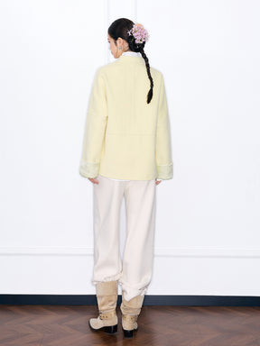 MUKZIN¡°Capsule Collection¡±Chinese Style Tang Suit Jacket, Embroidered Frog Button Wool Blend Coat for Women