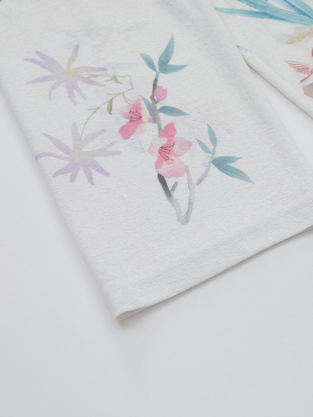 MUKZIN SpringPrelude “Dotting Spring Branches”Loose Round - neck Chinese - style Printed Knitted Long - sleeve Shirt