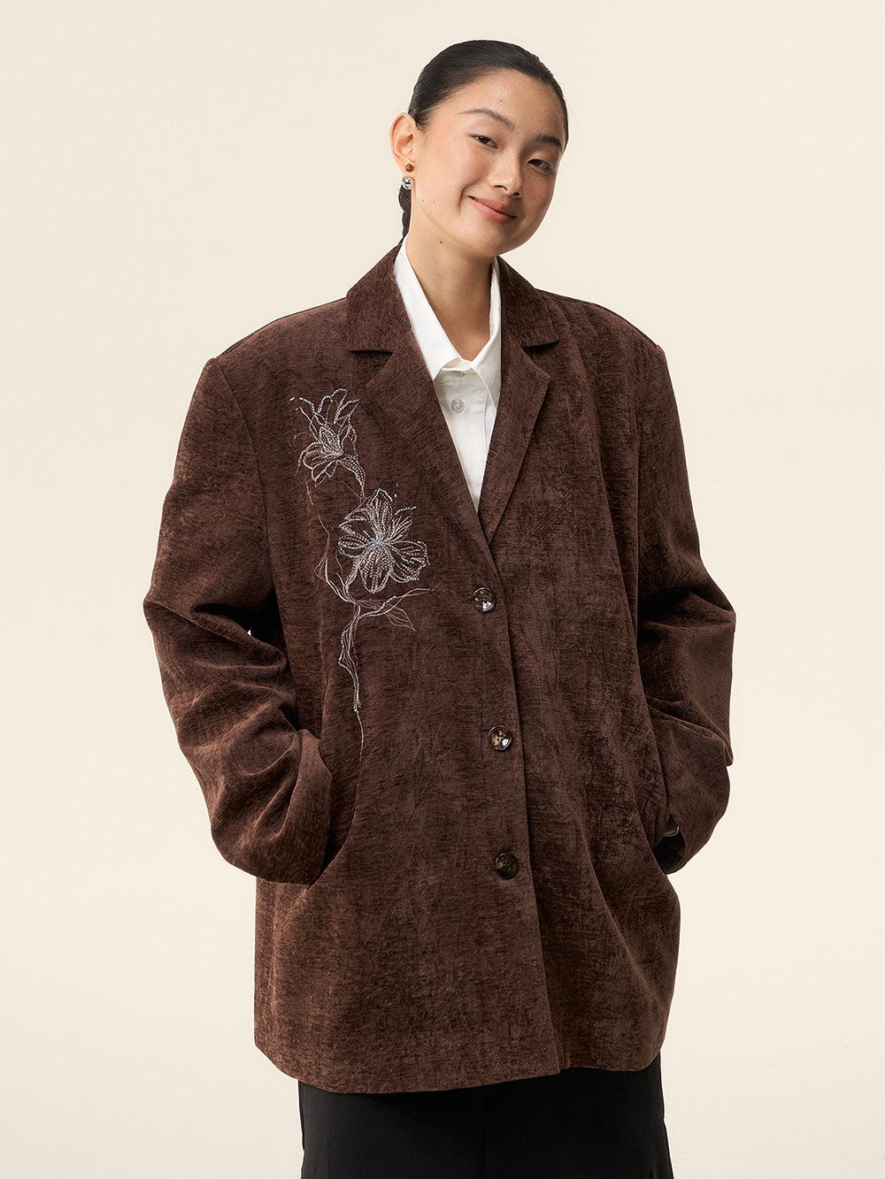 MUKTANK×LOUMUTAKU Embroidered Jacquard Velvet Blazer